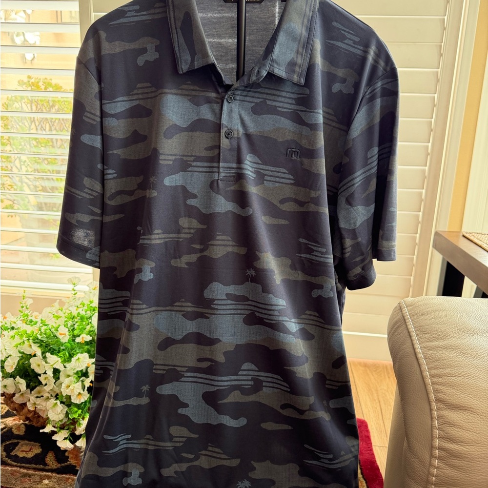 TravisMathew Men's Camo Polo - Black & Gray